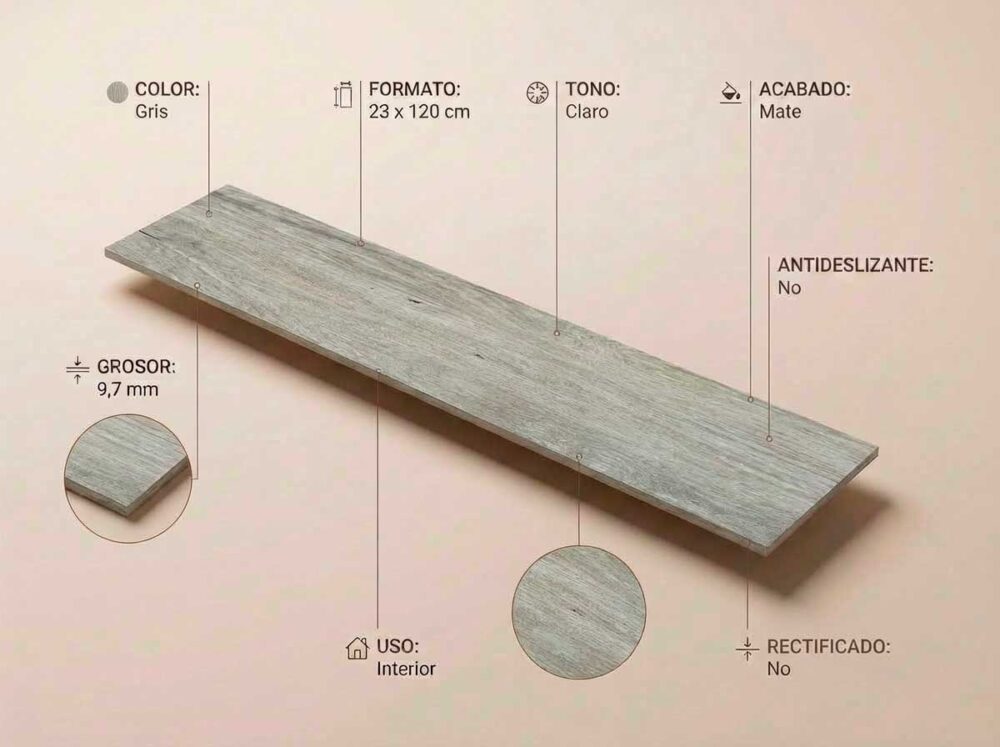 Porcelánico Balau Gris 23×120 cm MT