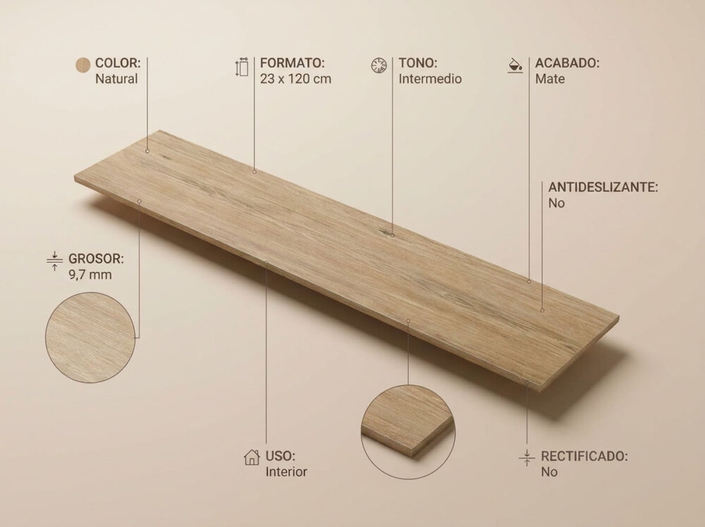 Porcelánico Balau Natural 23×120 cm MT