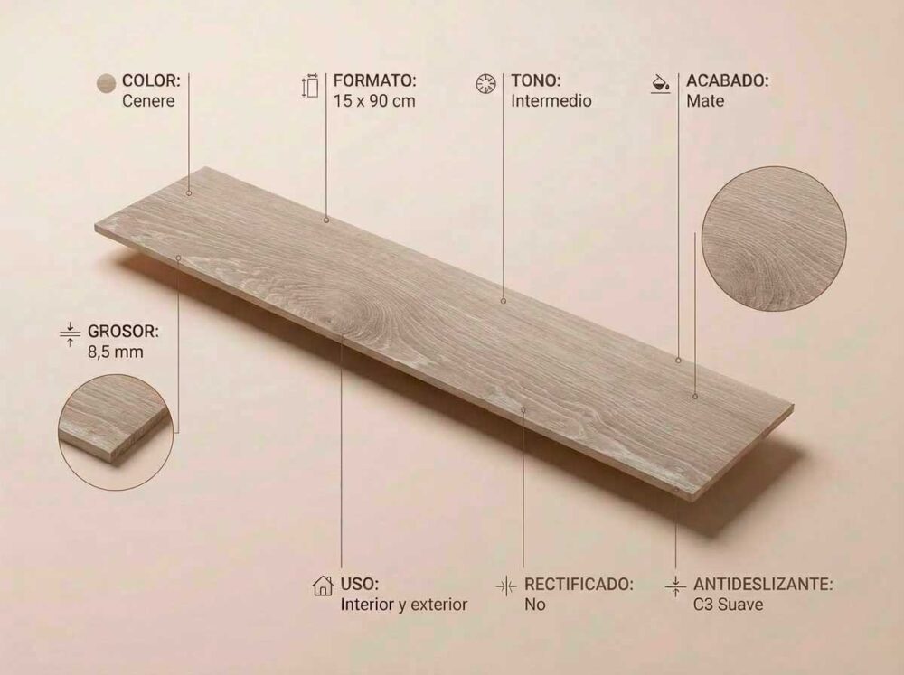 Porcelánico Civic Cenere 15×90 cm MT Inout