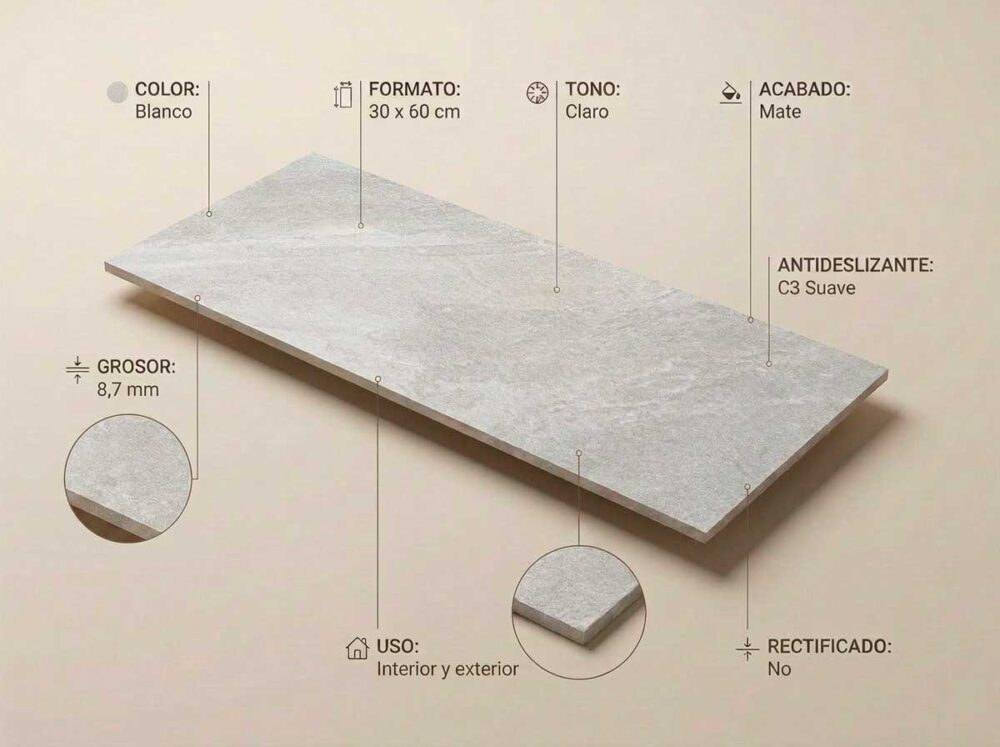 Porcelánico Icaria Blanco 30×60 cm MT Inout