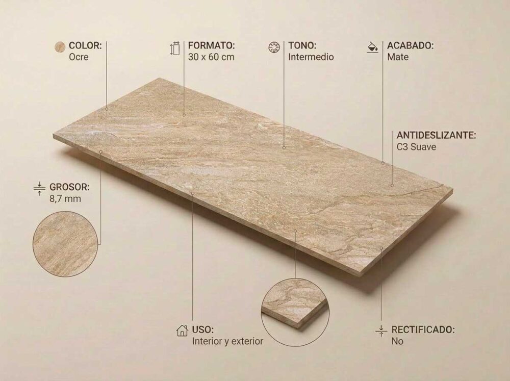 Porcelánico Icaria Ocre 30×60 cm MT Inout