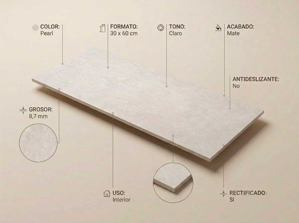 Porcelánico Pursue Pearl 30×60 cm MT Rect