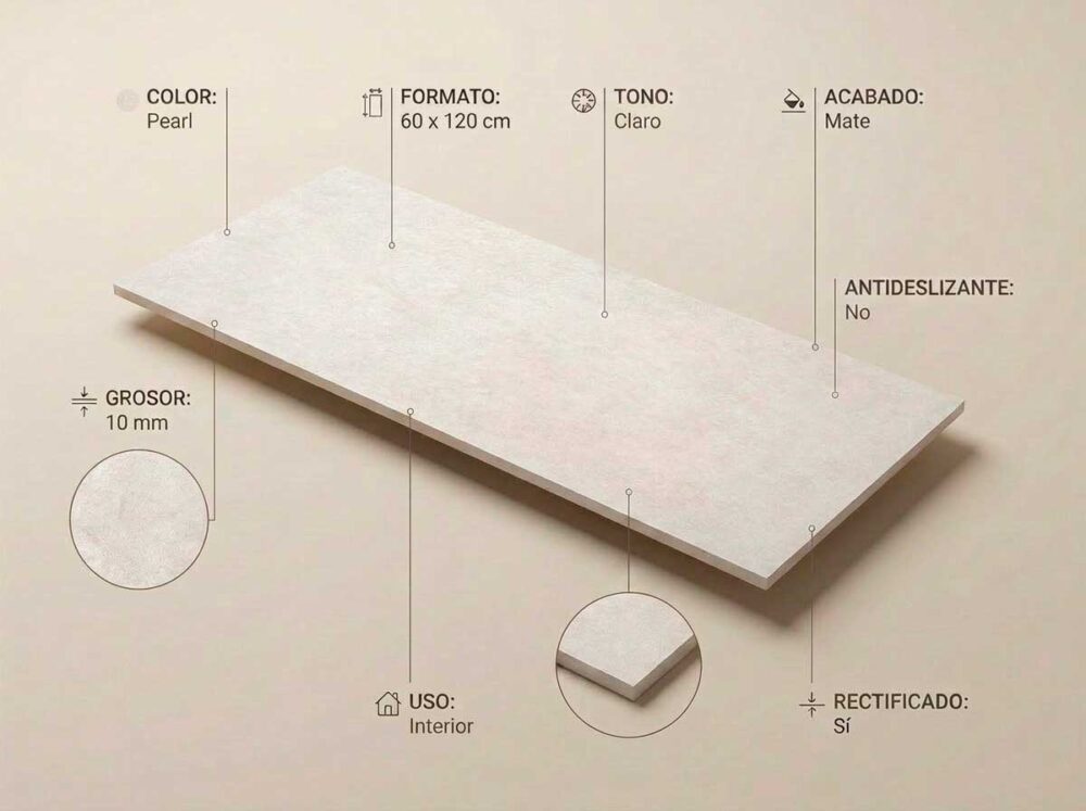 Porcelánico Pursue Pearl 60×120 cm MT Rect