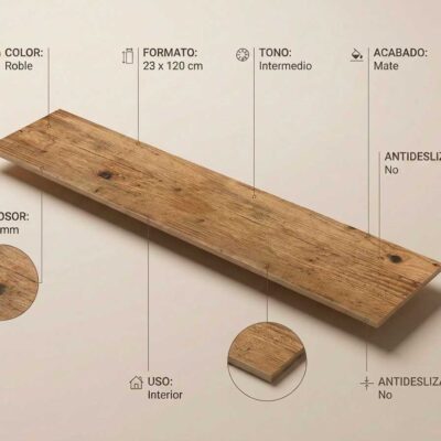 Azulejo porcelánico imitación madera