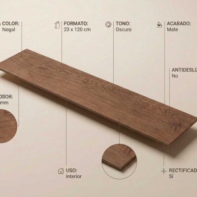 Placa de azulejo imitación madera Tiare Nog