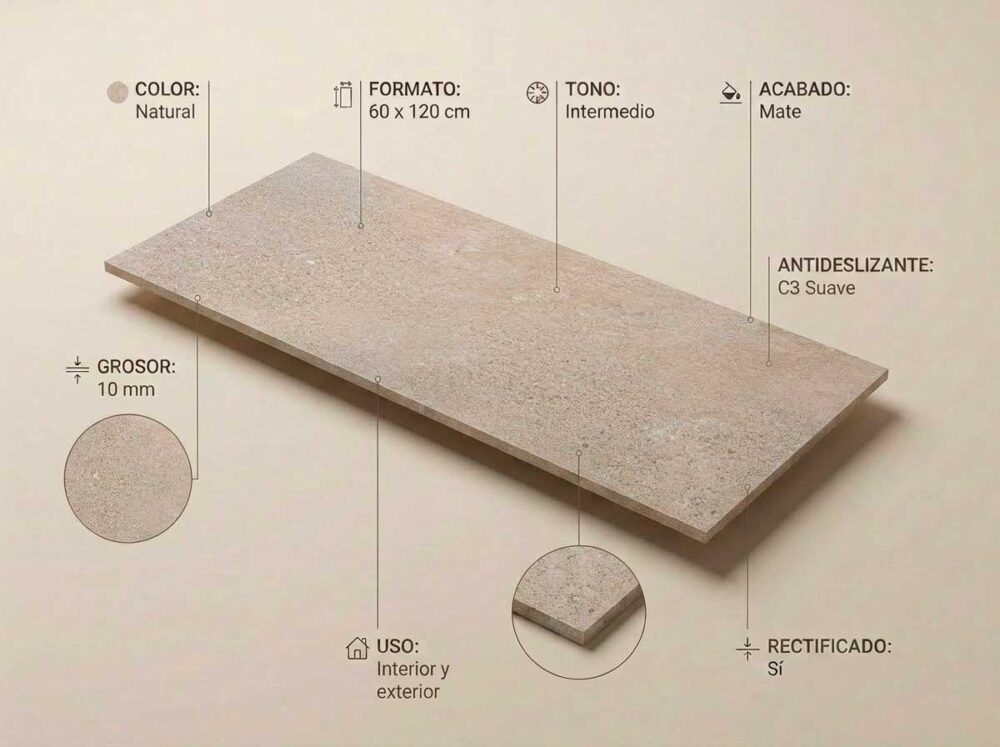 Porcelánico Triunfo Natural 60×120 cm MT Rect Inout