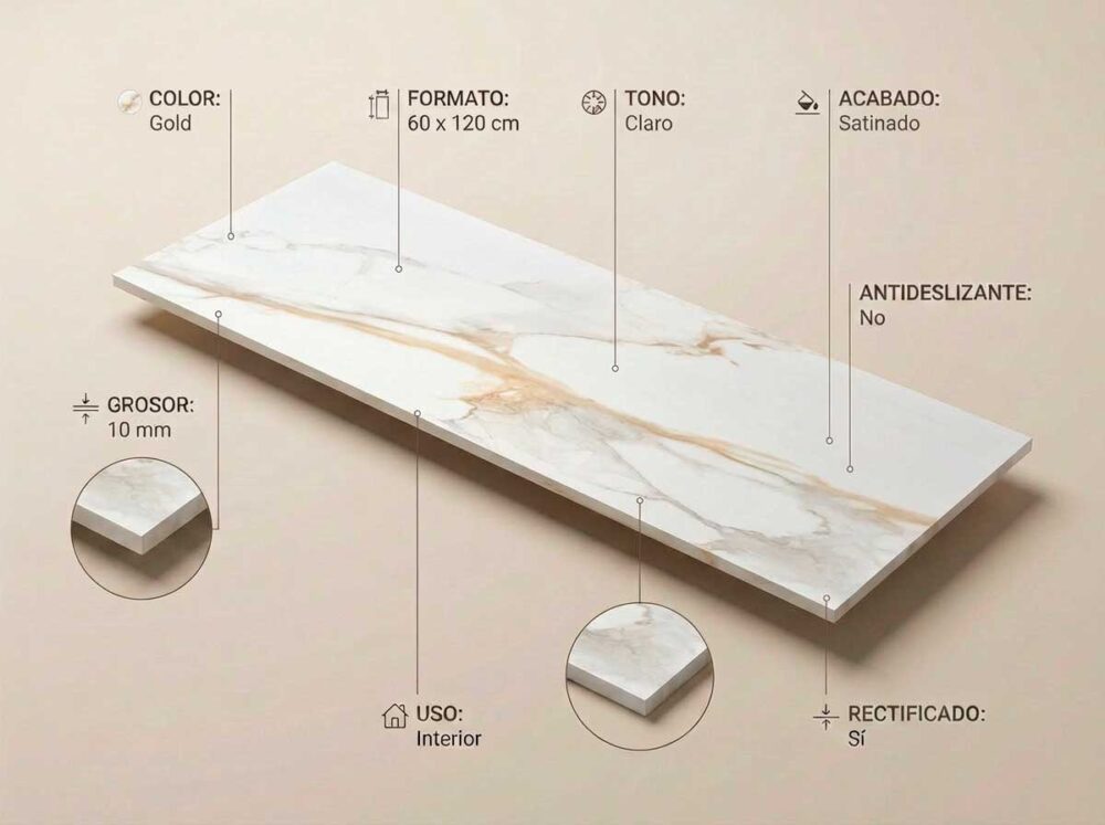 Porcelánico Camile Gold 60×120 cm SAT Rect