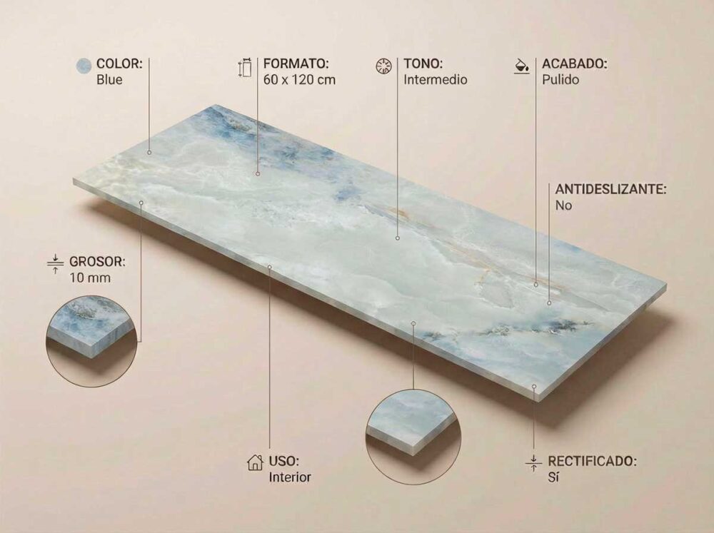 Porcelánico Chroma Blue 60×120 cm PUL Rect