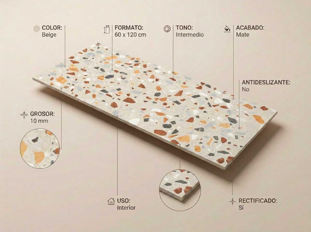 Porcelánico Crisp XL Beige 60×120 cm MT Rect