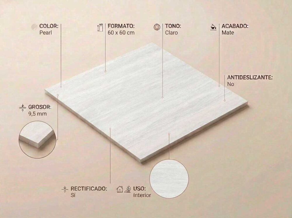 Porcelánico Fortune Pearl 60×60 cm MT Rect