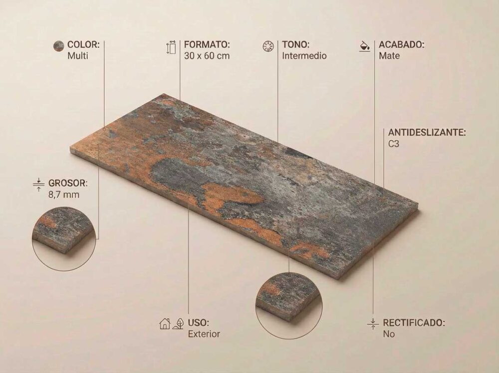 Porcelánico Ilab Multi 30×60 cm MT Antid