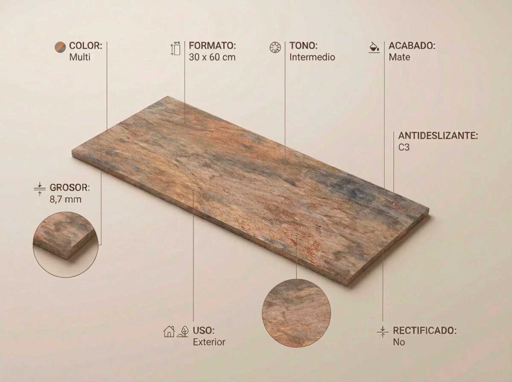 Porcelánico Ilab Multi 30×60 cm MT Antid