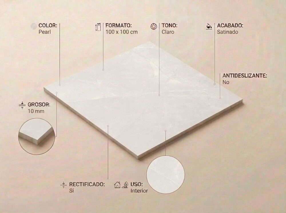 Porcelánico Milden Pearl 100×100 cm SAT Rect