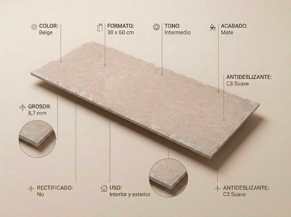 Porcelánico Pulse Antique Beige 30×60 cm MT Inout