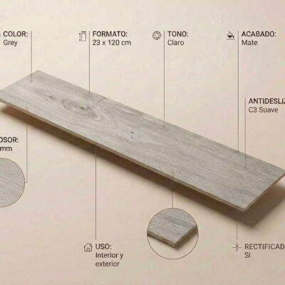Un suelo porcelánico gris de