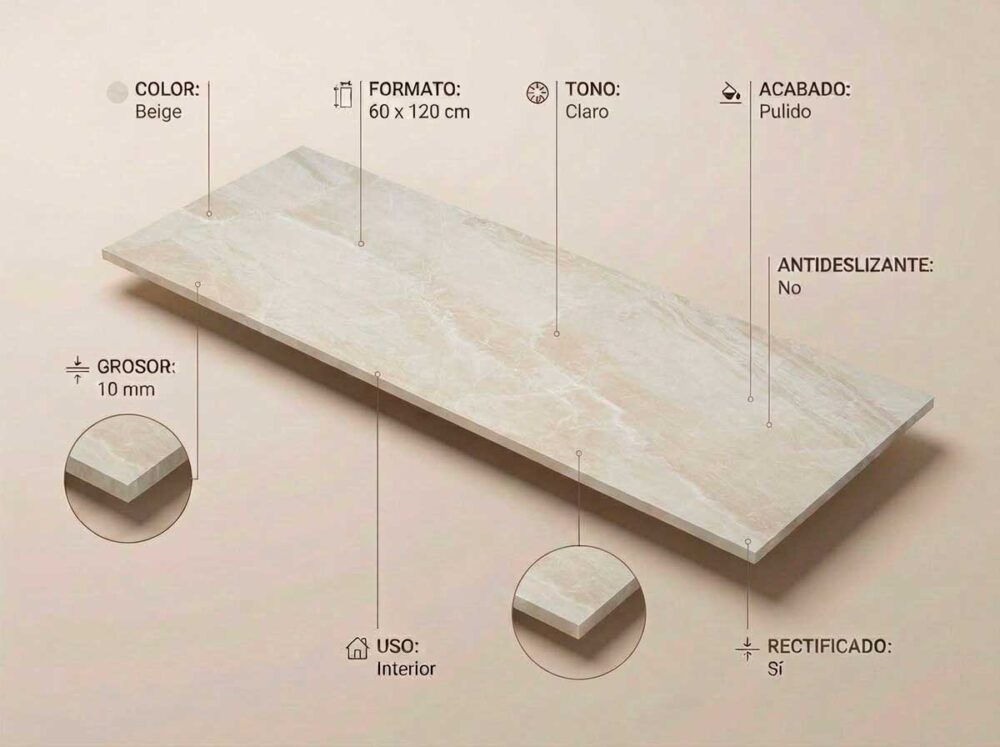 Porcelánico Sublime Beige 60×120 cm PUL Rect