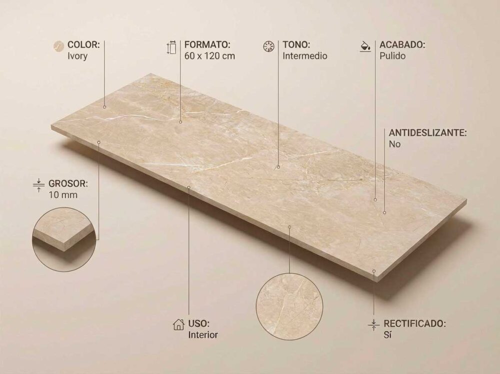 Porcelánico Syrah Ivory 60×120 cm PUL Rect