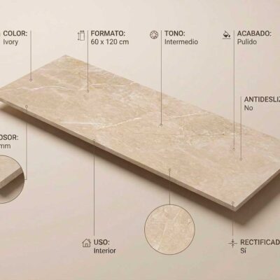 Porcelánico Syrah Ivory pulido 60x1