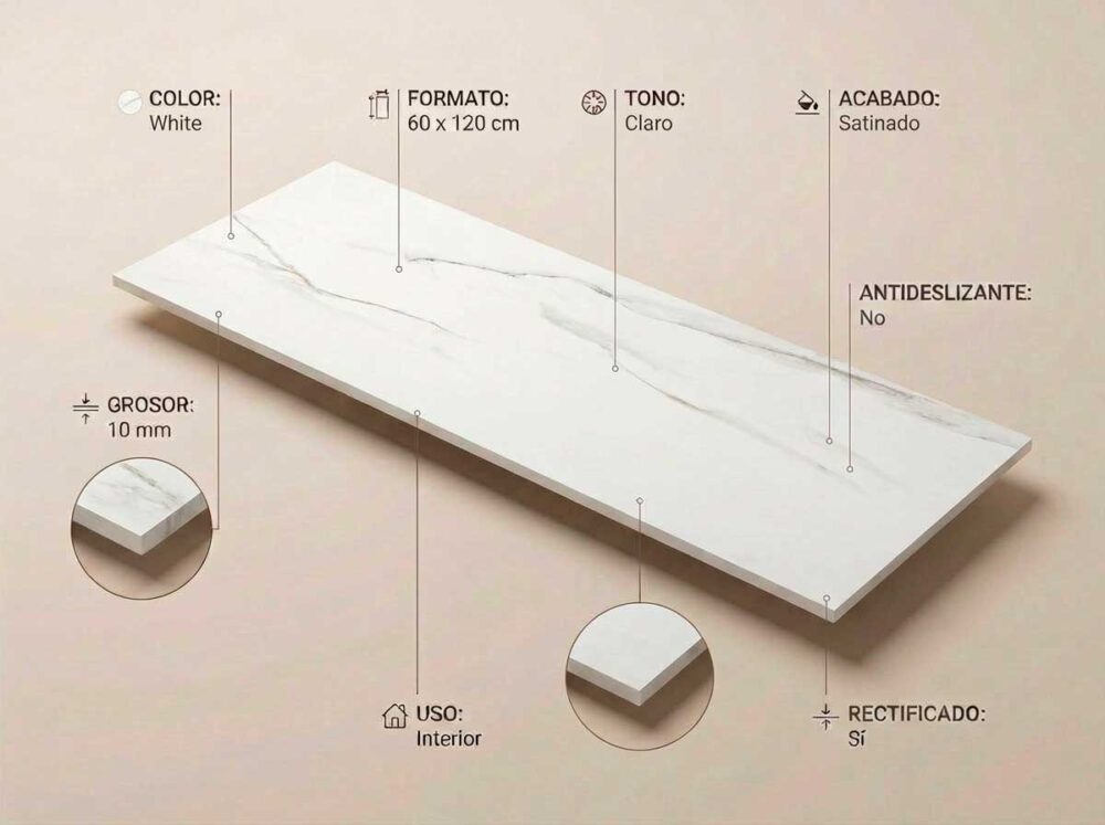Porcelánico Syros White 60×120 cm SAT Rect