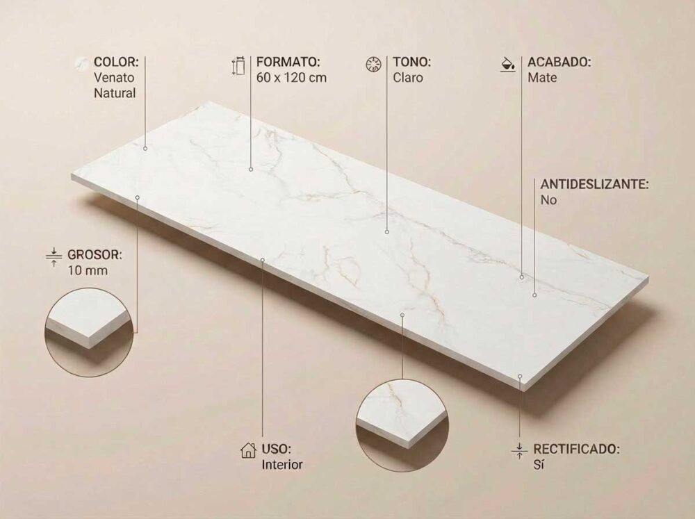 Porcelánico Thuile Venato Natural 60×120 cm MT Rect