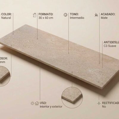 Un azulejo porcelanico rectangular