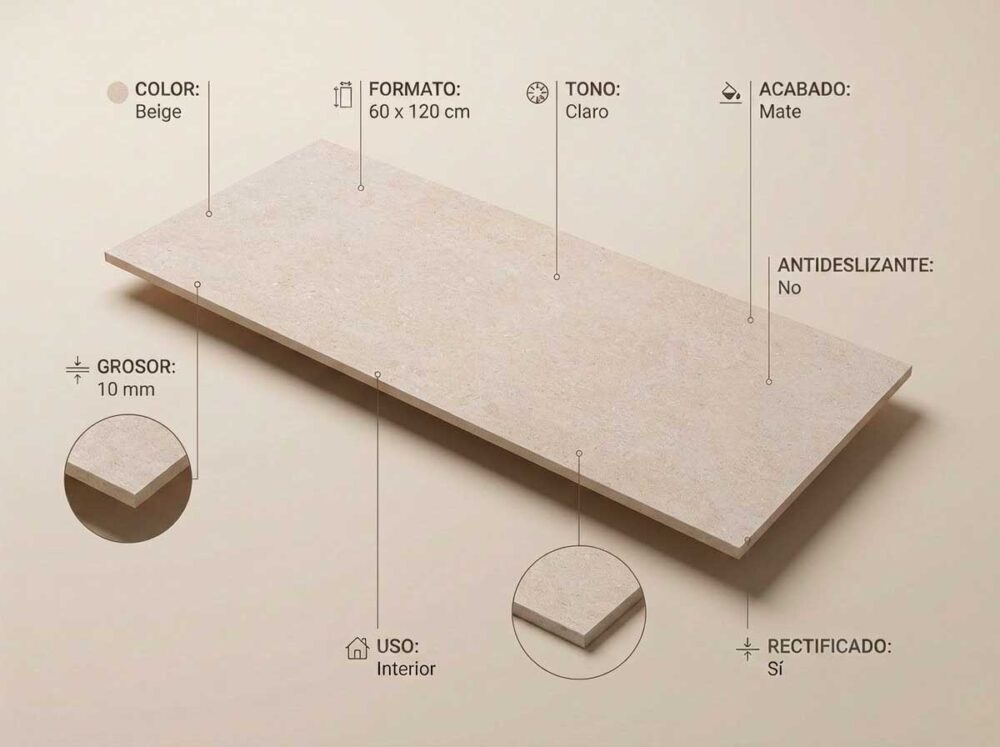 Porcelánico Ulisse Beige 60×120 cm MT Rect