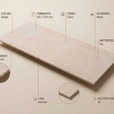 Baldosa porcelánica Ulisse Beige mate