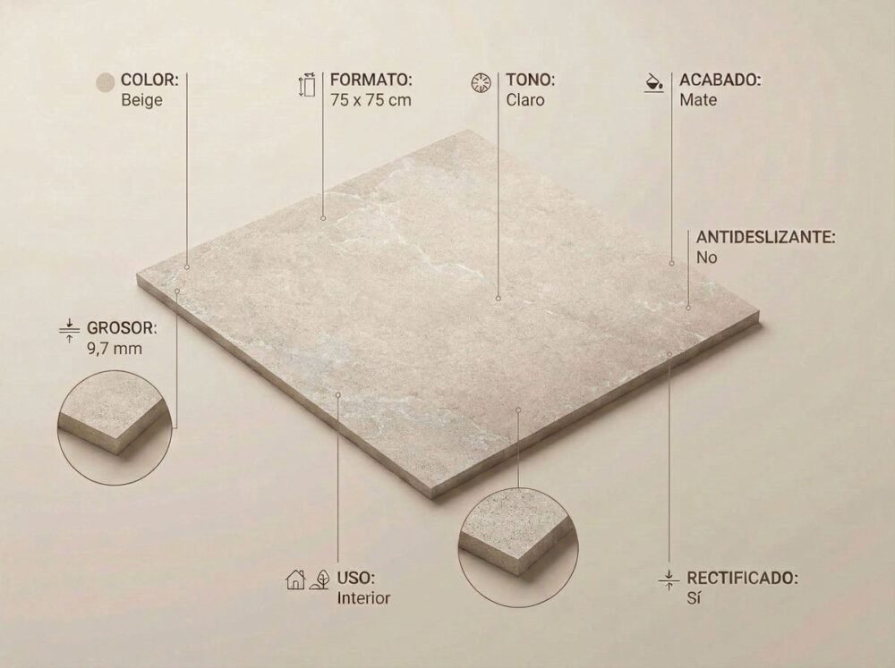 Porcelánico Pulse Beige 75×75 cm MT Rect