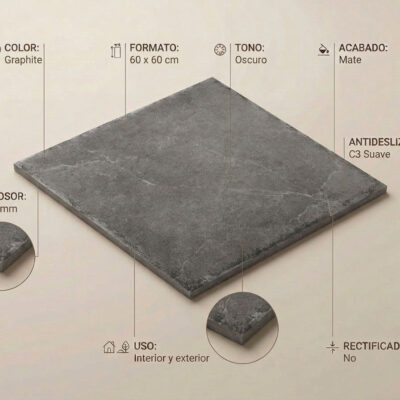 Un suelo porcelanico gris oscuro