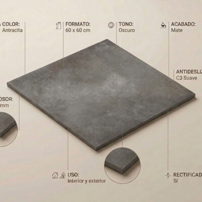 Un azulejo porcelánico antracita