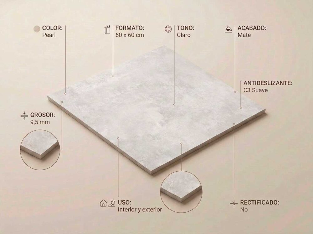 Porcelánico Elementi Pearl 60×60 cm MT Inout