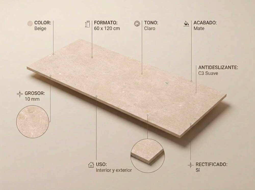 Porcelánico Glamstone Beige 60×120 cm MT Rect Inout