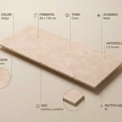Azulejo porcelánico beige de