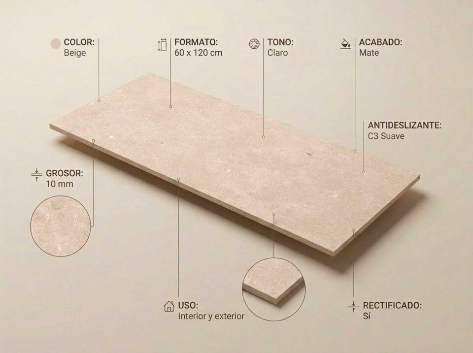 Porcelánico Glamstone Beige 60×120 cm MT Rect Inout