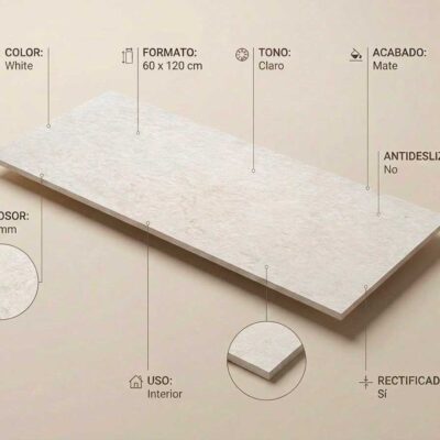 Losa de porcelánico Serena White 60x120