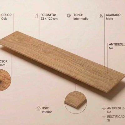 Una tabla de porcelánico Tiare Oak de