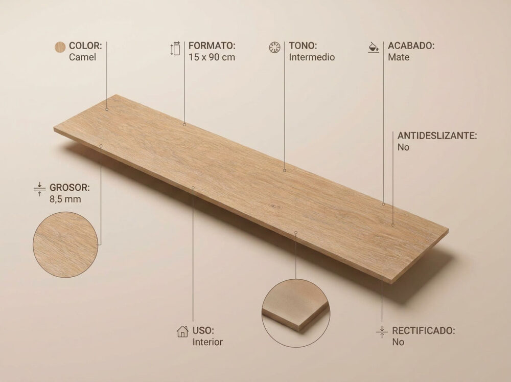 Porcelánico Articwood Camel 15×90 cm MT