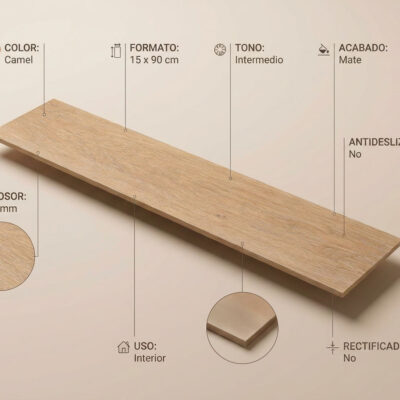 Pieza de suelo porcelánico imitación madera