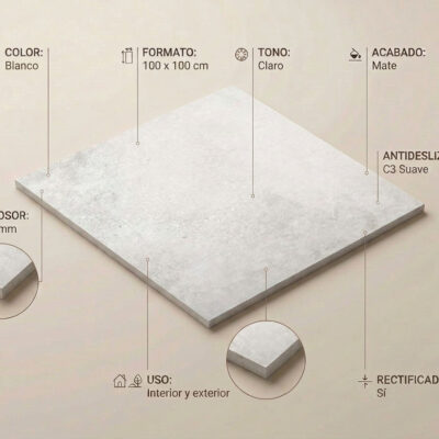 Azulejo porcelánico blanco Amstel