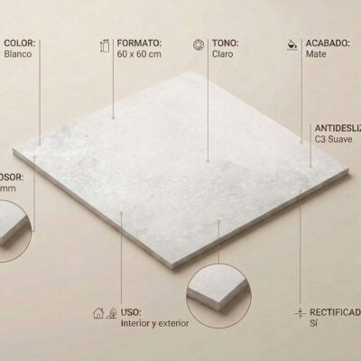 Baldosa cerámica blanca de 60x60