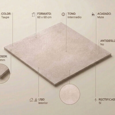 Baldosa porcelánica taupe de 60x60