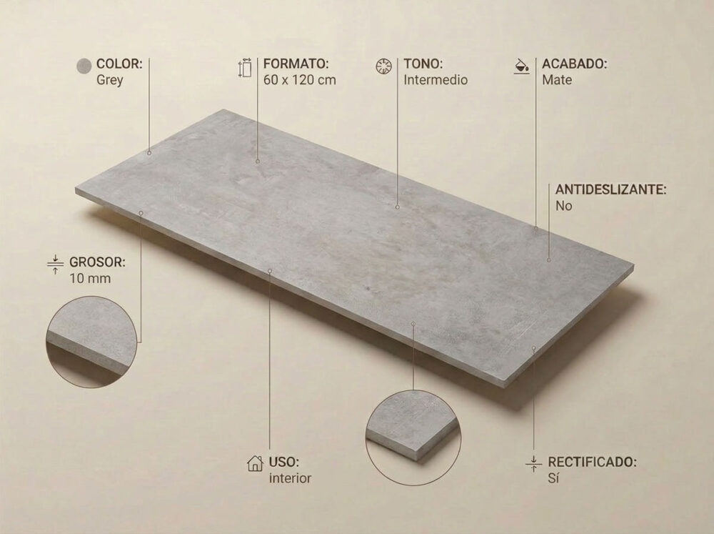 Porcelánico Elementi Grey 60×120 cm MT Rect