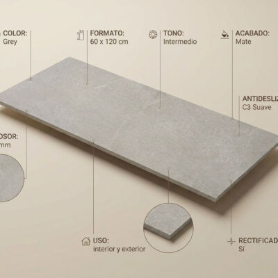Suelo porcelánico 60x120 cm Bellevue Grey