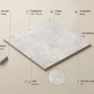 Baldosa porcelánica Elementi Pearl gris claro