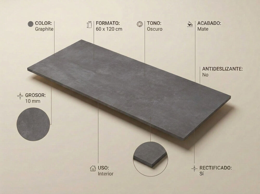 Porcelánico Elementi Graphite 60×120 cm MT Rect