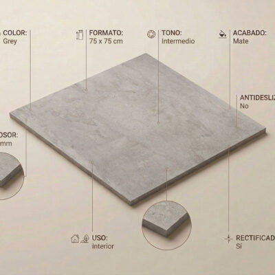 Baldosa porcelánica Elementi Grey 75x7