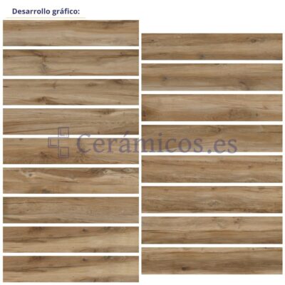 Suelo porcelánico Carlo efecto madera roble 23x120 cm C1