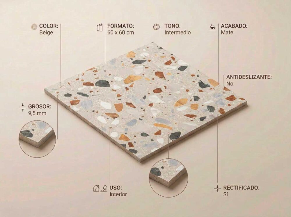 Porcelánico Crisp XL Beige 60×60 cm MT Rect