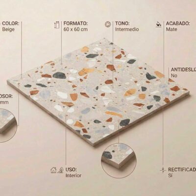 Azulejo porcelánico Crisp XL Beige 60x60
