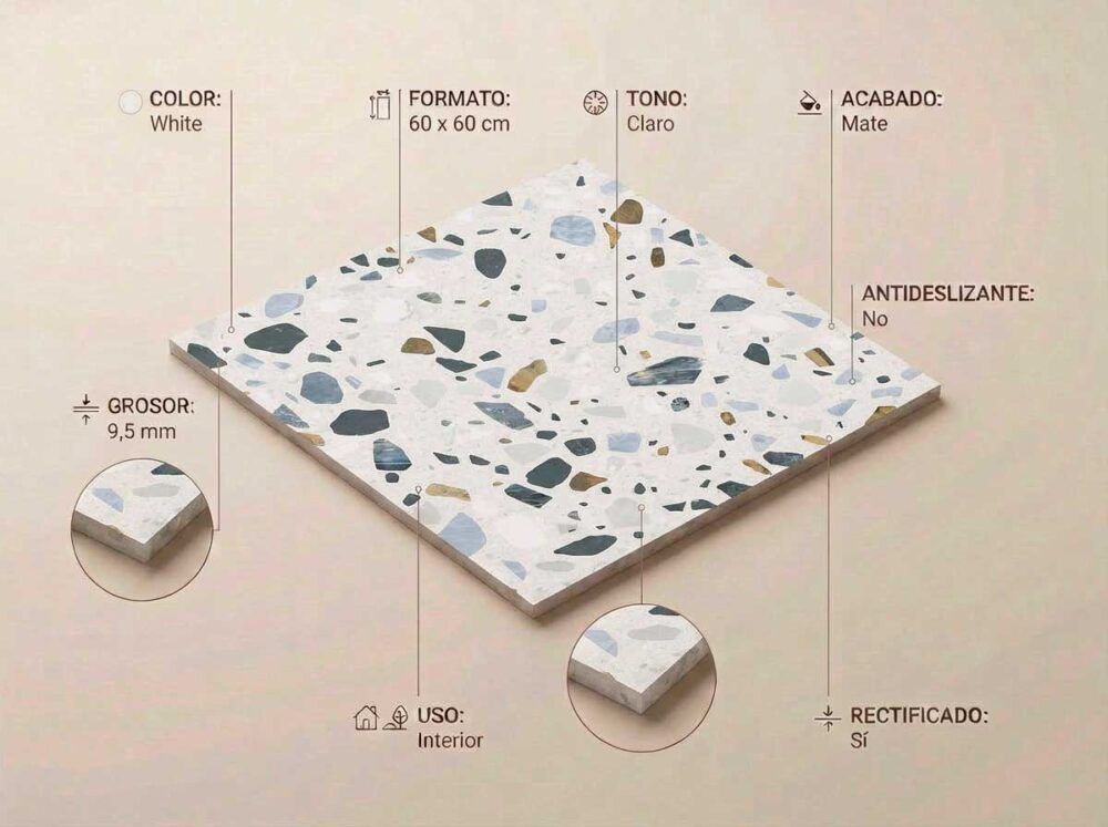 Porcelánico Crisp XL White 60×60 cm MT Rect